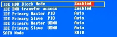 Параметр BIOS IDE HDD Block Mode