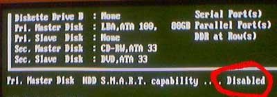 Параметр BIOS HDD S.M.A.R.T. Capability